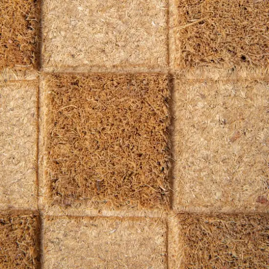 Hello Honey&reg; Natural Checkerboard Print Engraved Coir Doormat {8}