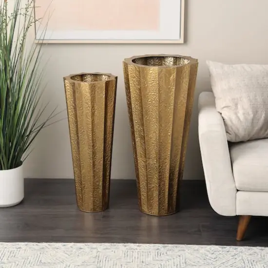 Gold Textured Floor Vase Set {3}