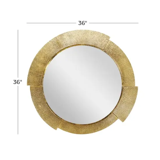 36" Gold Aluminum Contemporary Round Wall Mirror {7}