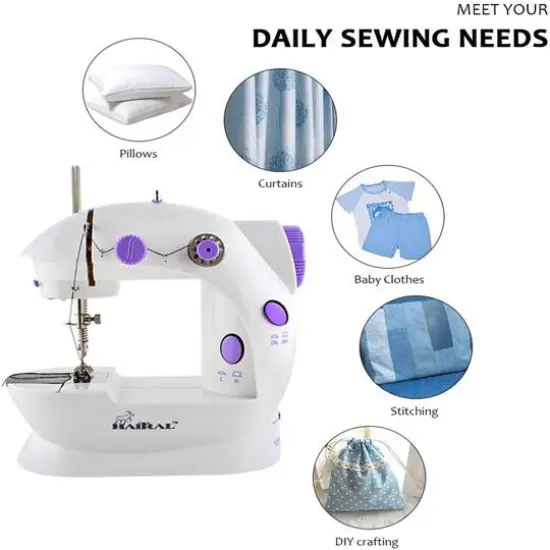 Haitral&trade; Lavender Flex-Speed Double-Thread Cordless Easy Sewing Machine with Pedal {4}