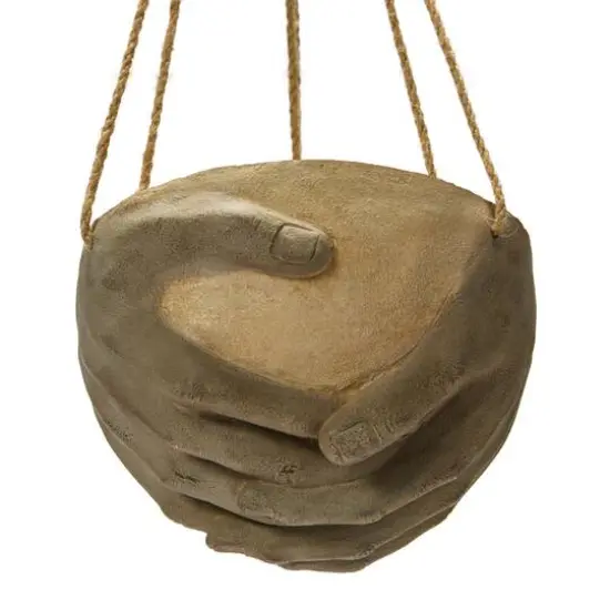 Hanging Hands Cement Planter with Jute Hanger {7}