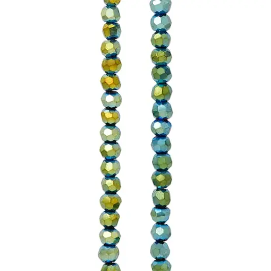 Green Iridescent Glass Faceted Beads, 3mm by Bead Landing&trade; {1}