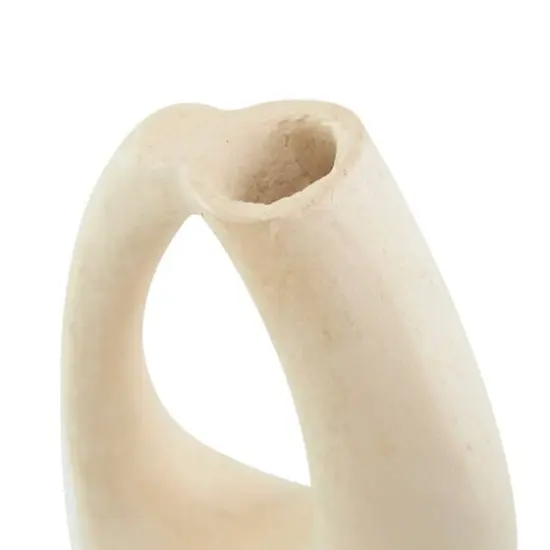 18" Beige Paper Mache Abstract Curved Vase with Handle {9}