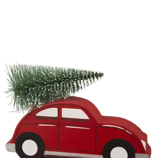 Glitzhome® Wooden & Metal Red Car & Truck Stocking Holder Set {5}