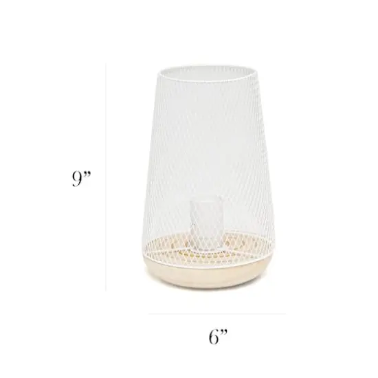 Simple Designs 9" Wired Mesh Uplight Table Lamp White/Natural {4}