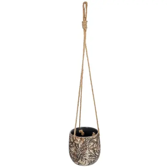 Hello Honey&reg; 5" Brown Hanging Stoneware Planter with Rope {1}