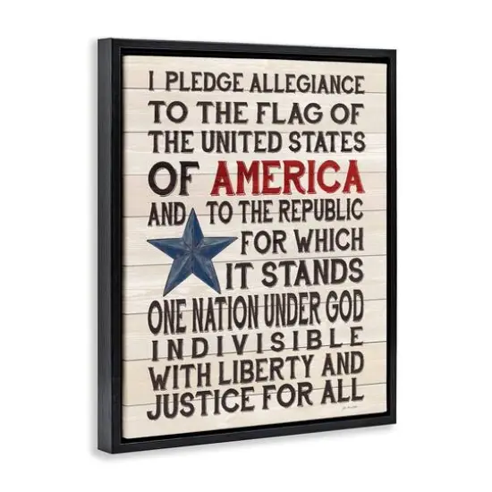 Stupell Industries Pledge of Allegiance Patriotic Floater Framed Art Black {4}