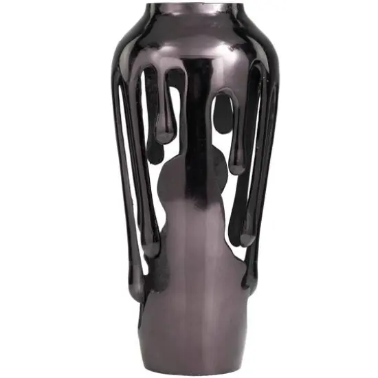 15" Black Aluminum Drip Vase with Melting Designed Body {5}
