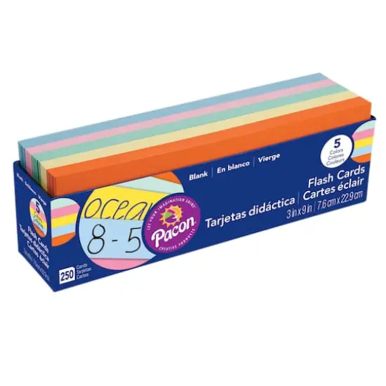 Pacon&reg; 3" x 9" 5 Color Blank Flash Cards, 250ct. {1}