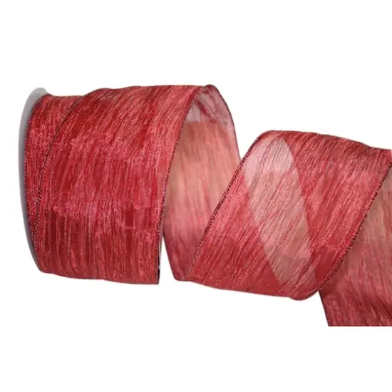 Reliant 4" x 30yd. Crushed Mesh Value Wired Ribbon Red {1}