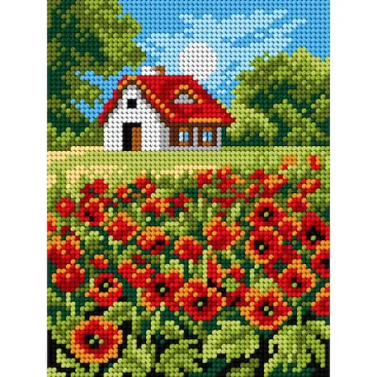 Orchidea Needlepoint Canvas For Halfstitch Without Yarn Poppies - Printed Tapestry Canvas {1}