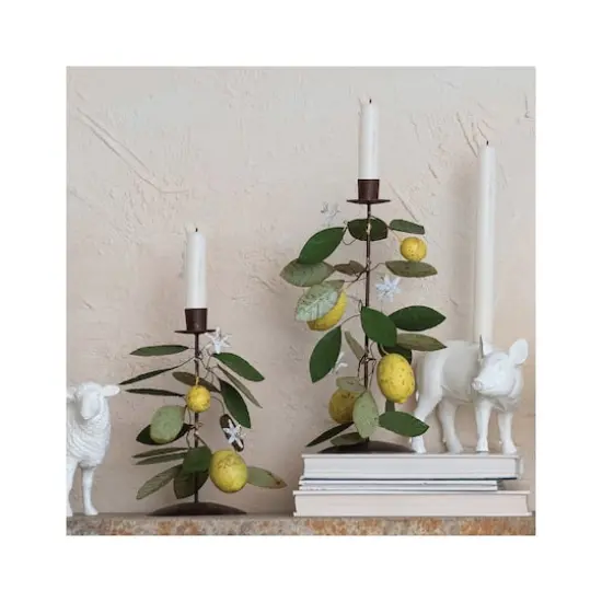 Hello Honey&reg; Multicolor Citrus Grove Metal Taper Candle Holder Set {3}