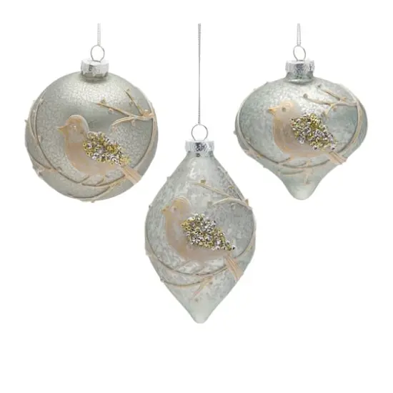 6ct. Assorted Beaded Glass Bird Ornament Set {1}