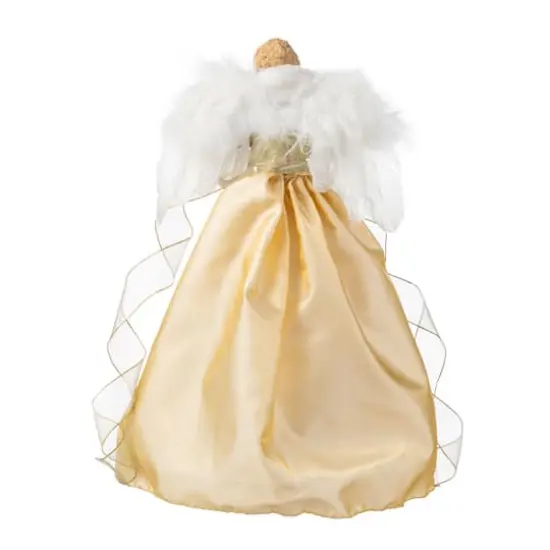 Glitzhome® 18.5"H Faux Fur & PVC Christmas Elegant Angel Tree Topper with Porcelain Face {8}