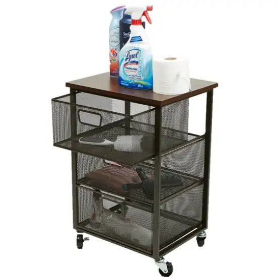 Mind Reader Black 3-Tier Metal Rolling File Cart with Drawers {4}