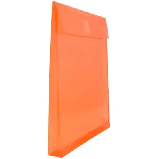 JAM Paper VELCRO&reg; Closure 9.75" x 11.75" Expandable Open End Envelopes, 12ct. Orange {5}