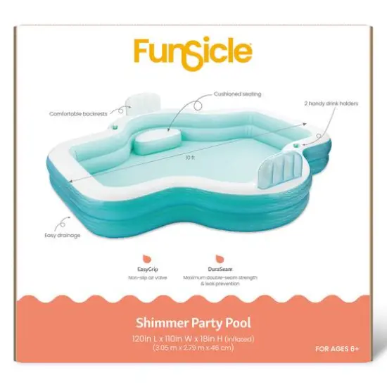 Funsicle 10ft. Teal & White Shimmer Party Lounge Pool {6}