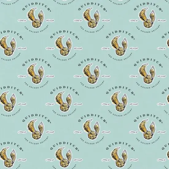 Harry Potter Aqua Watercolor Quidditch Precut Cotton Fabric {1}
