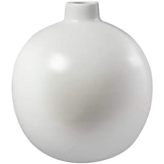 17" Modern Round Ceramic Vase White {3}