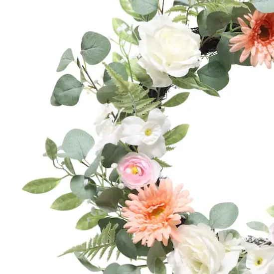 24"Artificial Chrysanthemum, Rose & Ranunculus Floral Spring Wreath {4}