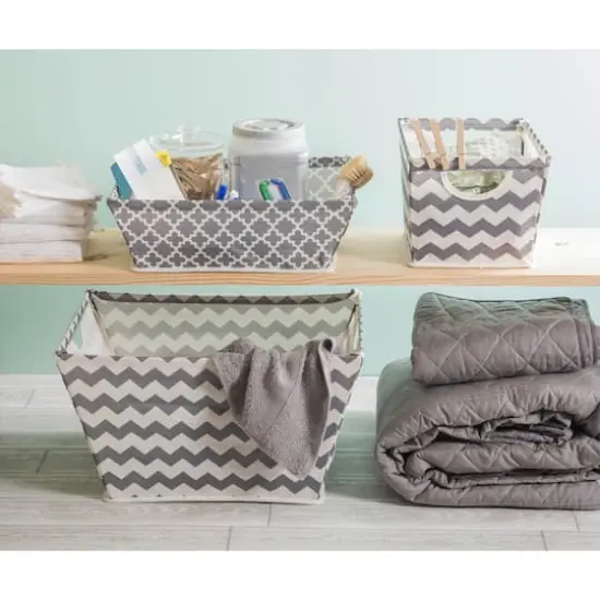 DII&reg; Small Gray Chevron Trapezoid Fabric Bin {6}
