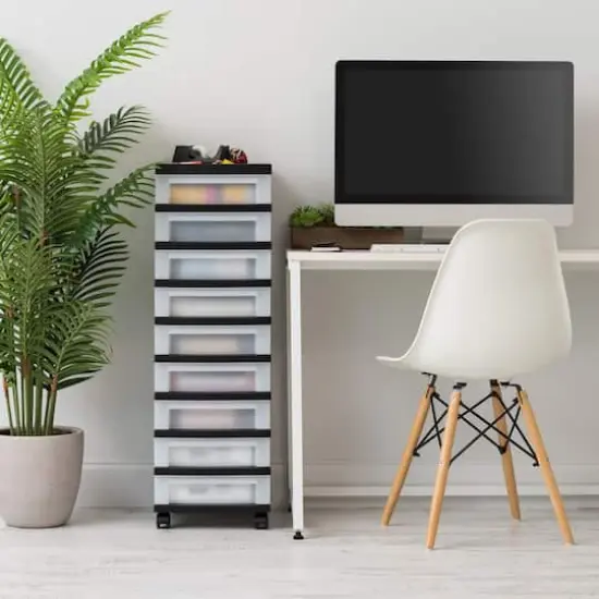 IRIS Black 9-Drawer Storage Cart with Organizer Top {3}