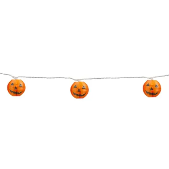 10ct. Orange Jack-O-Lantern Paper Lantern Halloween Lights {4}