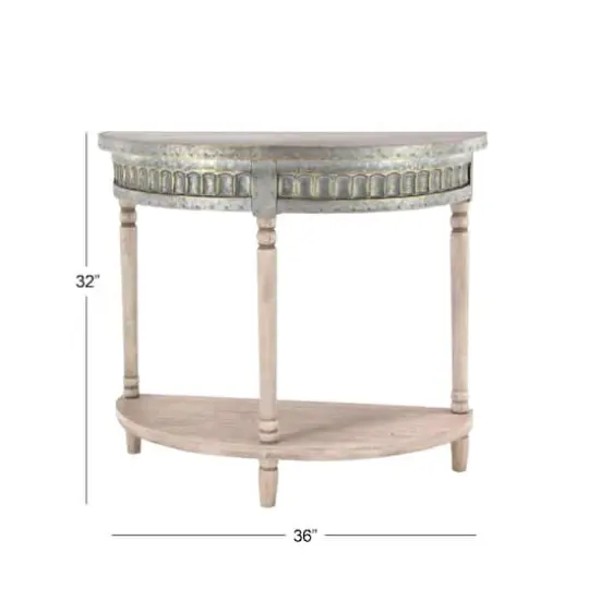 36" Beige Farmhouse Metal Console Table {6}