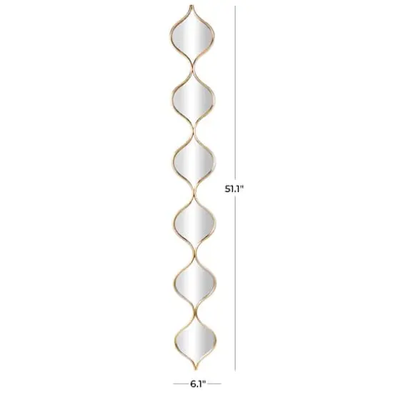 51" Gold Metal Slim Stacked Chain 6-Layer Wall Mirror with Tear Drop Pattern {4}