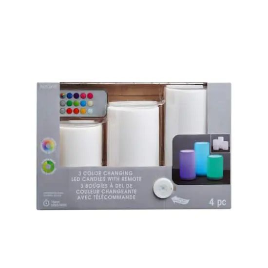 Color Changing 3 Piece Outdoor LED Pillar Candle Set with Remote by Ashland&reg; {3}