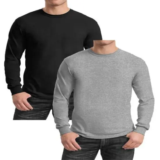 Galaxy by Harvic Long Sleeve Crew Neck Men's T-Shirt 2 Pack Black {2}