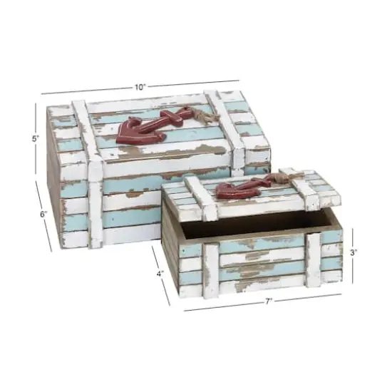 Aquamarine Wood Coastal Anchor Box Set {6}