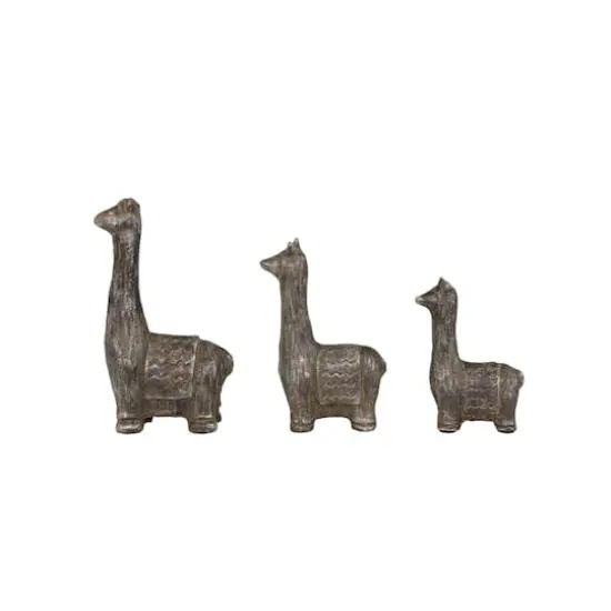 Set of 3 Black Metal Eclectic Llama Sculpture, 8", 7", 5" {6}