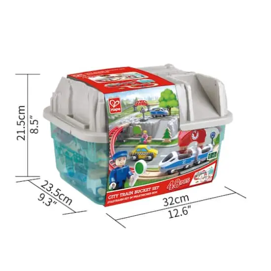 Hape Wooden City Train Bucket Set {6}