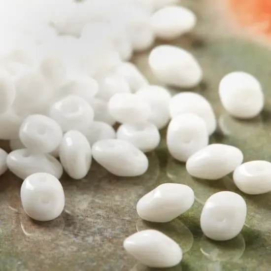 Superduo Two-Hole Czech Glass Beads White {3}