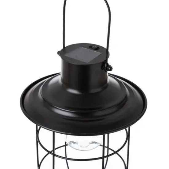 Glitzhome® 10" Wire Solar Powered Outdoor Hanging Lantern Black {9}