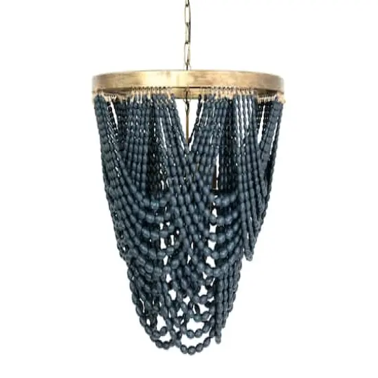 Hello Honey&reg; 26" 2-Tier Draped Wood Bead Chandelier Blue {1}