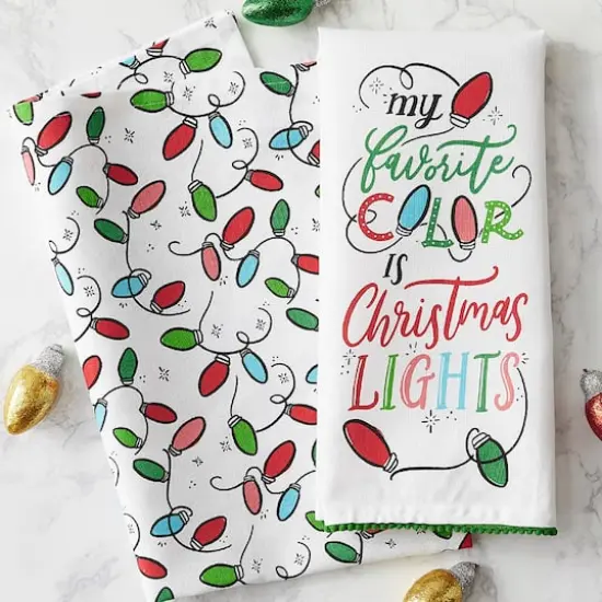 DII&reg; Christmas Lights Printed Dishtowel Set {5}