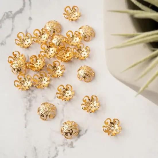 8mm Metal Bead Caps, 24ct. by Bead Landing&trade; 18K Gold {4}
