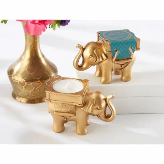 Kate Aspen&reg; Lucky Elephant Golden Tealight Holder, 6ct. {3}