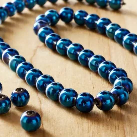 Iris Blue Round Glass Beads, 8mm by Bead Landing&trade; {3}