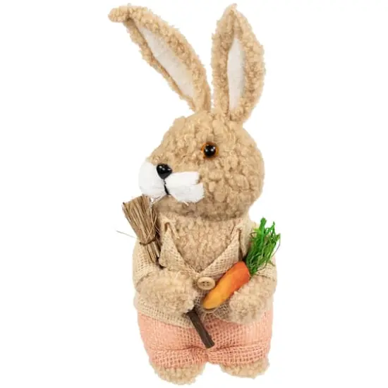 10" Plush Boy Easter Rabbit Figurine with Carrots {5}