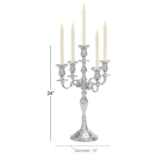 Silver Aluminum Traditional Candlestick Holders, 24" x 16" x 16" {7}