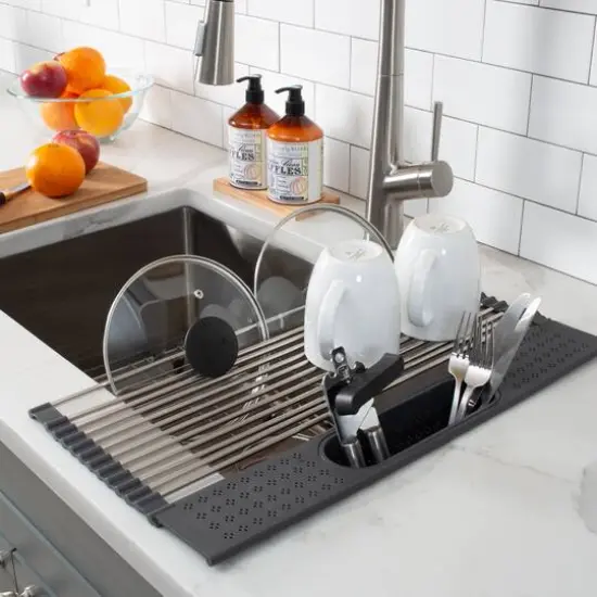 Kitchen Details Over the Sink Drying Rack with Utensil Holder {9}
