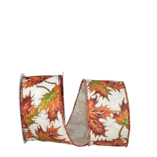 Reliant 2.5" x 10yd. Glitter Leaf Wired Ribbon {1}