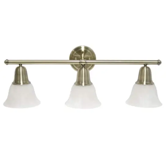 Lalia Home Essentix 3 Light Alabaster Shade Vanity Antique Brass {1}