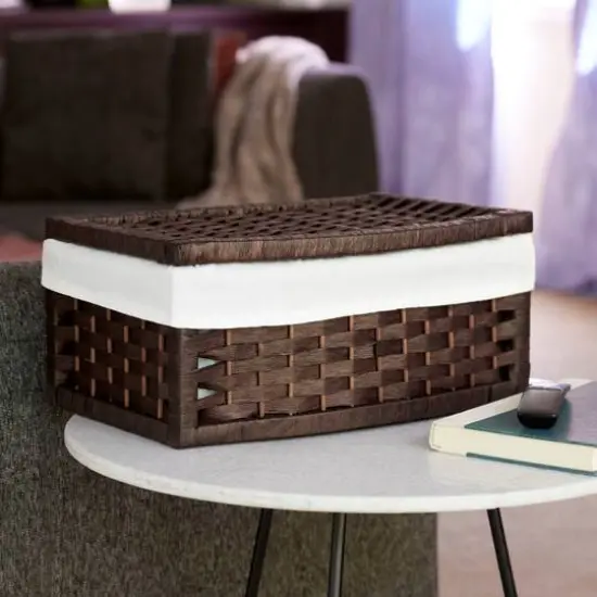 Household Essentials 7" Woven Basket with Lid Brown {4}