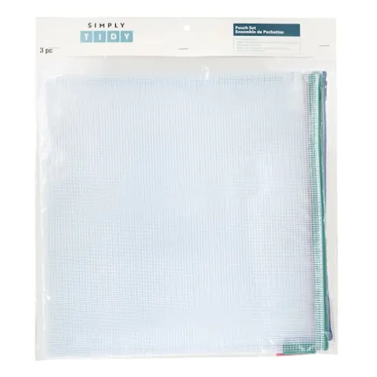 13.5" Square Mixed Mesh Zipper Pouches by Simply Tidy&reg;, 3ct. {3}