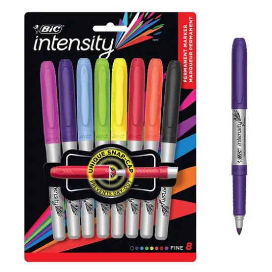 BIC&reg; Intensity Assorted Colors Fine Point Permanent Marker, 3 Packs of 8 {3}