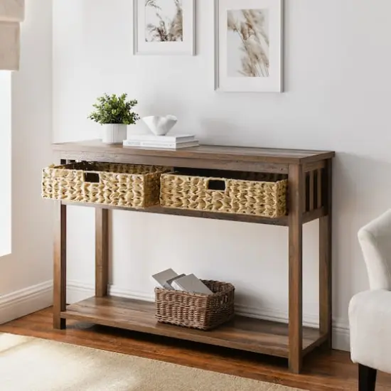 Walker Edison Reclaimed Barnwood Mission Storage Entry Table {5}